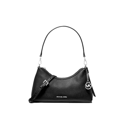 Michael Kors Women's Sammy Small Pebbled Leather Convertible Crossbody Bag Black/Silver