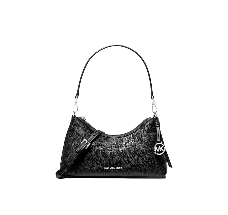 Michael Kors Women's Sammy Small Pebbled Leather Convertible Crossbody Bag Black/Silver