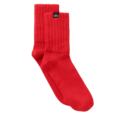 alo Unisex Half-Crew Scrunch Sock Bright Red