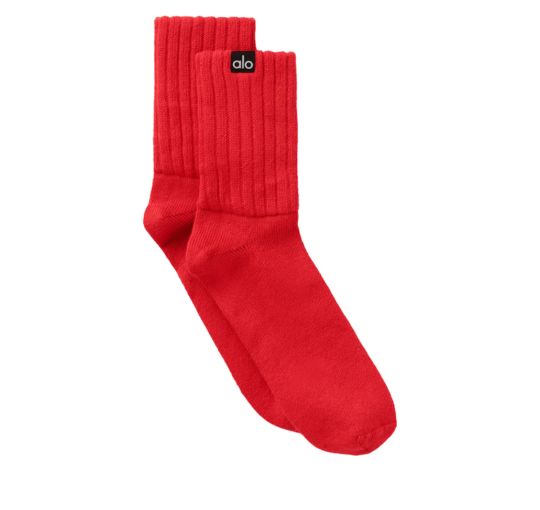 alo Unisex Half-Crew Scrunch Sock Bright Red