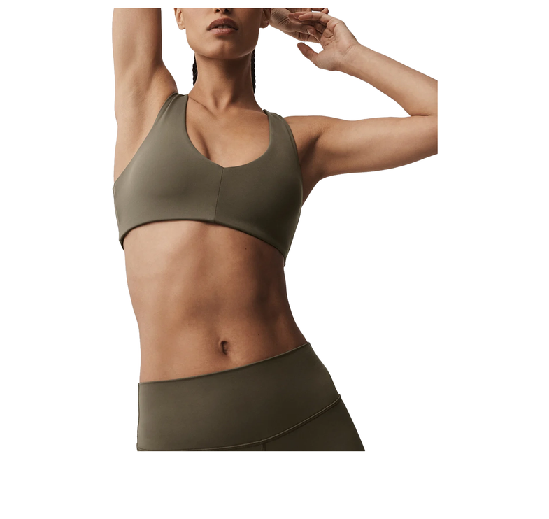 alo Women's Softsculpt Base Bra Olive Tree