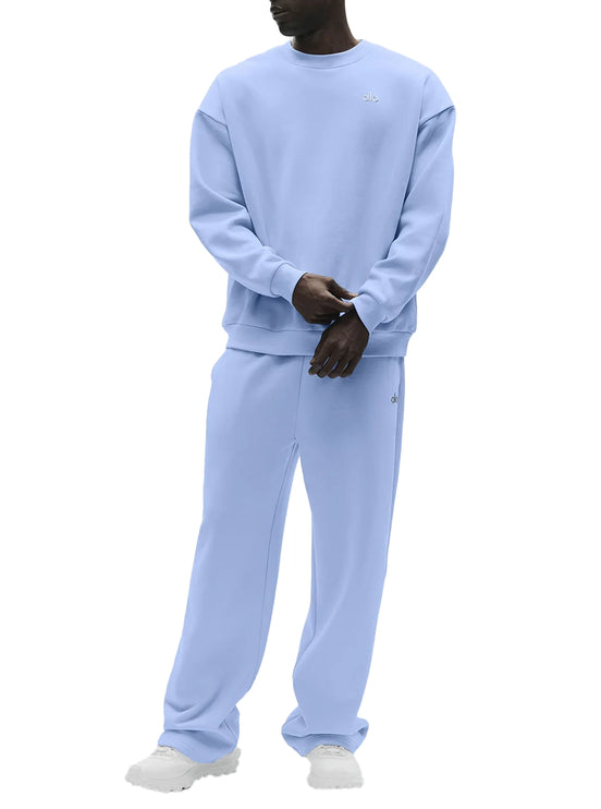 alo Men's Accolade Crew Neck Pullover Light Provence Blue