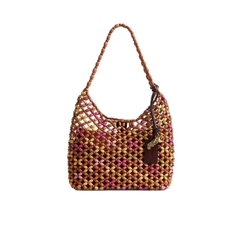 Coach Women's Brooklyn Shoulder Bag 28 With Wooden Beading Brass/Maple Multi