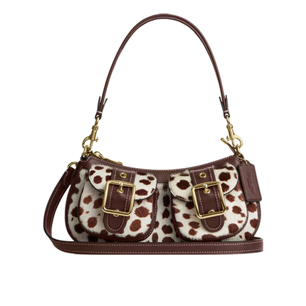 Coach Women's Ashton Shoulder Bag In Haircalf Gold/Dark Brown Chalk