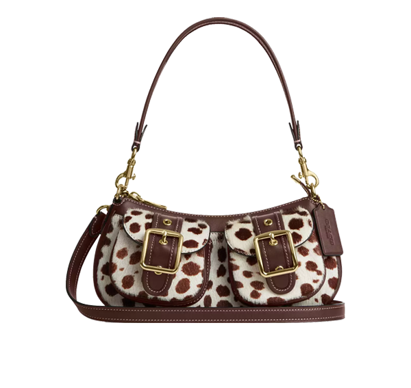 Coach Women's Ashton Shoulder Bag In Haircalf Gold/Dark Brown Chalk
