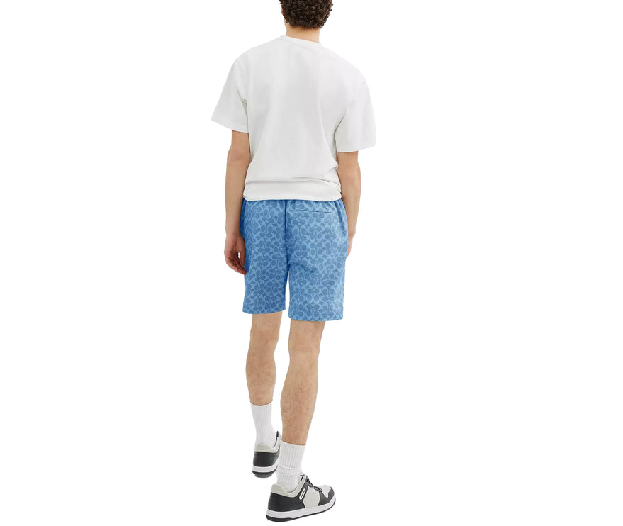 Coach Men's Signature Swim Trunks In Recycled Polyester Denim Signature