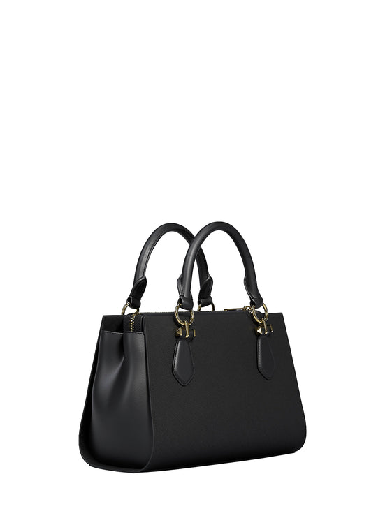 Michael Kors Women's Marilyn Small Leather Satchel Bag Black/Gold