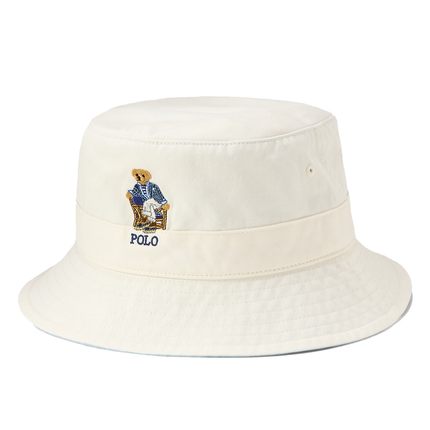Polo Ralph Lauren Unisex Polo Bear Twill Bucket Hat Deckwash White W/ Newport