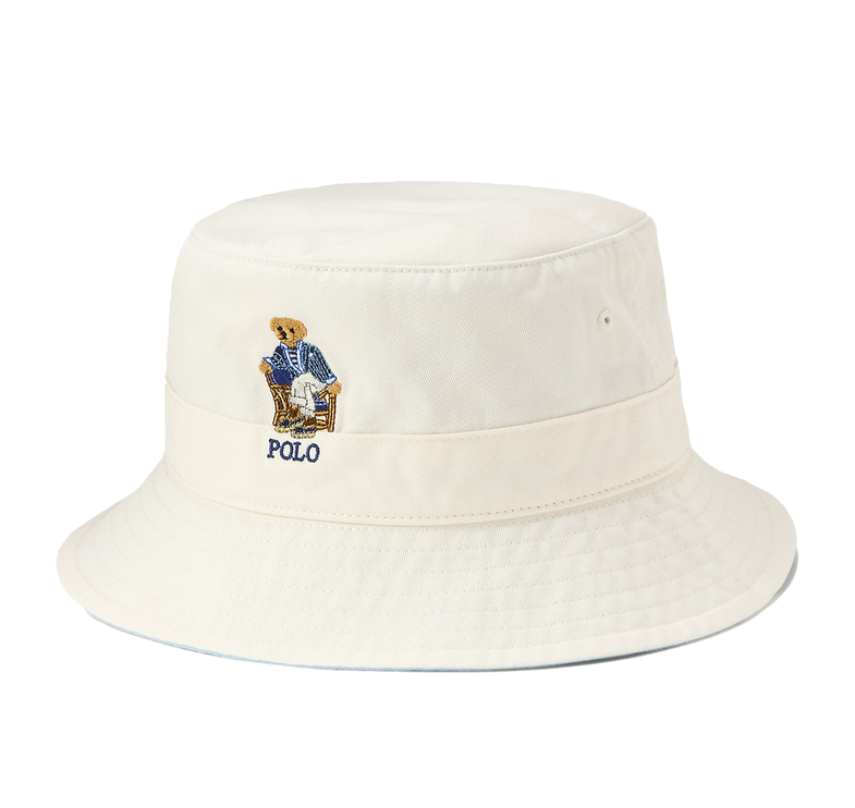 Polo Ralph Lauren Unisex Polo Bear Twill Bucket Hat Deckwash White W/ Newport