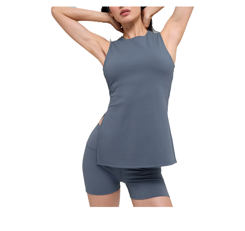 alo Women's Softsculpt Precision Full Length Bra Tank Bluestone