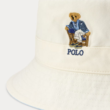 Polo Ralph Lauren Unisex Polo Bear Twill Bucket Hat Deckwash White W/ Newport