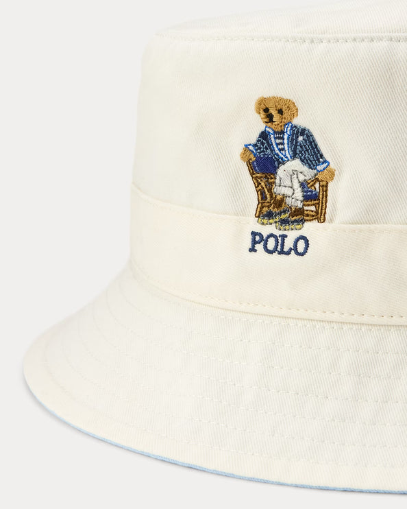 Polo Ralph Lauren Unisex Polo Bear Twill Bucket Hat Deckwash White W/ Newport