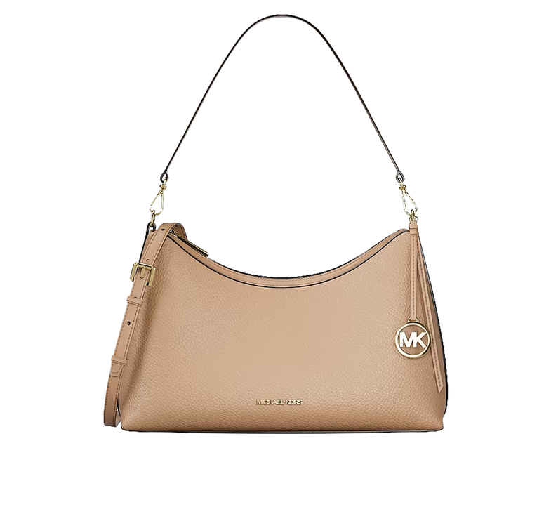 Michael Kors Women's Sammy Medium Pebbled Leather Convertible Shoulder Bag Camel/Gold