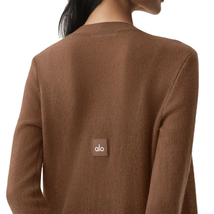 alo Women's Sheer Cashmere Long Cardigan Sun Kissed Brown