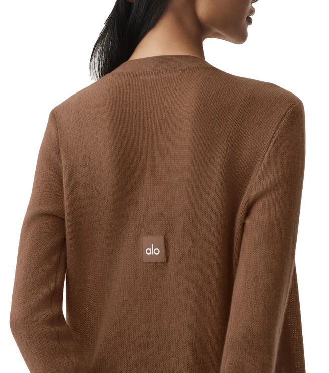 alo Women's Sheer Cashmere Long Cardigan Sun Kissed Brown
