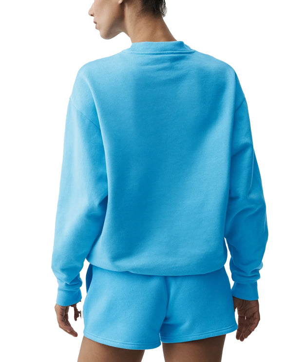 alo Women's Accolade Crew Neck Pullover Azure Blue
