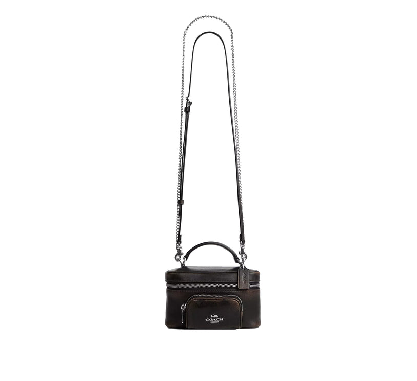 Coach Women's Rainer Crossbody Bag 18 With Pocket In Loved Leather Silver/Black Brown