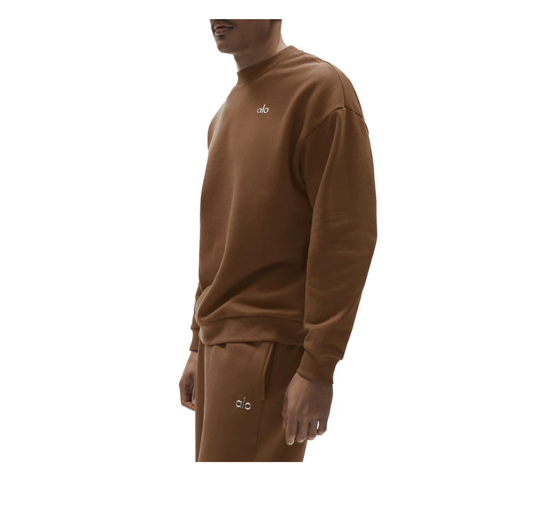 alo Men's Accolade Crew Neck Pullover Sun Kissed Brown