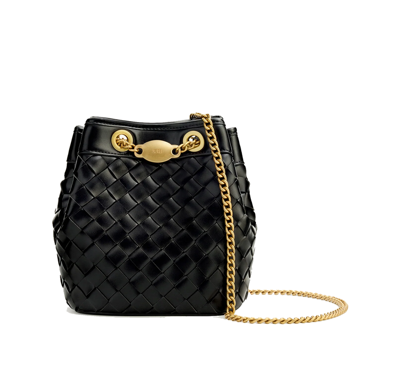 JW PEI Women's Yara Hand Woven Bucket Bag Black