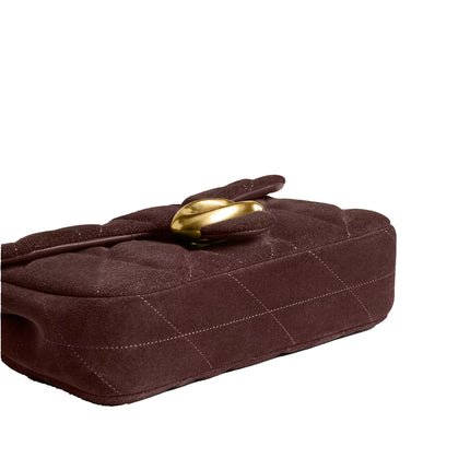 Coach Women's Tabby Chain Crossbody Bag 19 With Quilting Suede/Brass/Dark Chocolate
