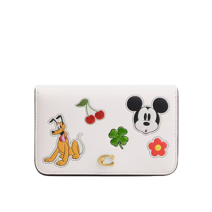 Coach Women's Disney X Coach Essential Slim Card Case With Sticker Print Brass/Chalk Multi