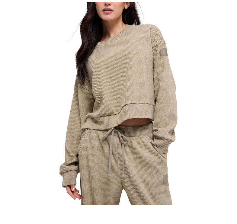 alo Women's Muse Crew Neck Pullover Gravel Heather