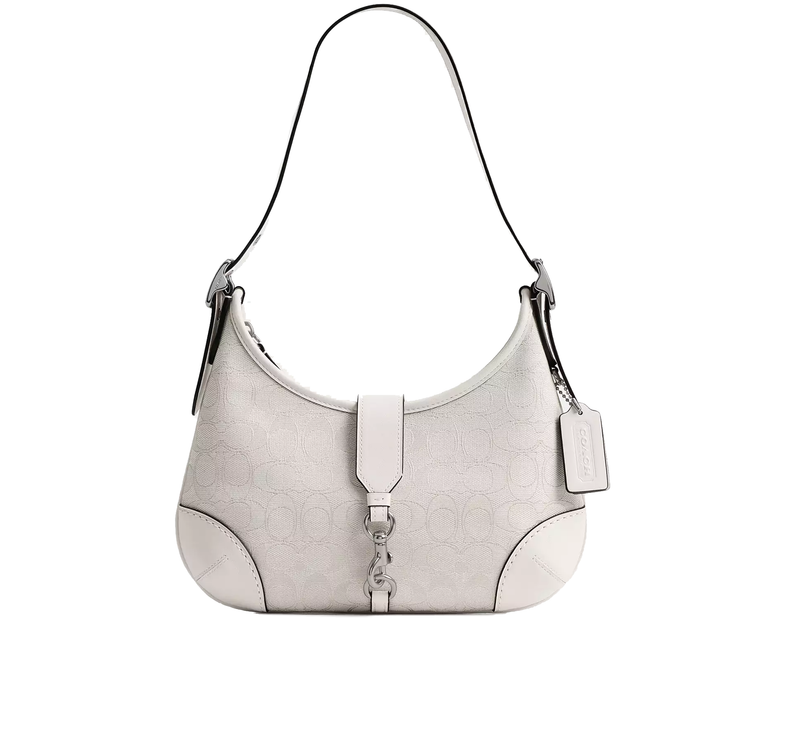 Coach Women's Hamptons Hobo Bag In Signature Jacquard Silver/Cloud Chalk
