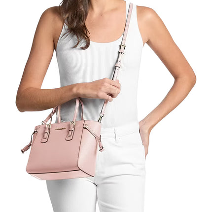 Michael Kors Women's Voyager Extra-Small Saffiano Leather Convertible Crossbody Bag Powder Blush/Gold