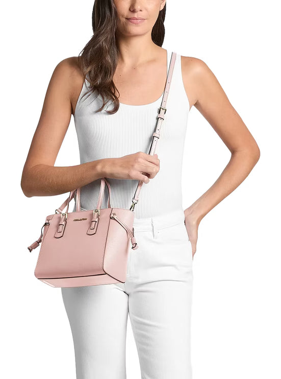 Michael Kors Women's Voyager Extra-Small Saffiano Leather Convertible Crossbody Bag Powder Blush/Gold