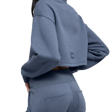 alo Women's Cropped Serenity Coverup Bluestone