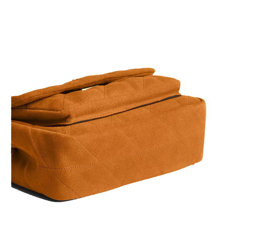 Coach Women's Elodie Crossbody Bag 18 With Quilting  Suede/Gold/Marigold
