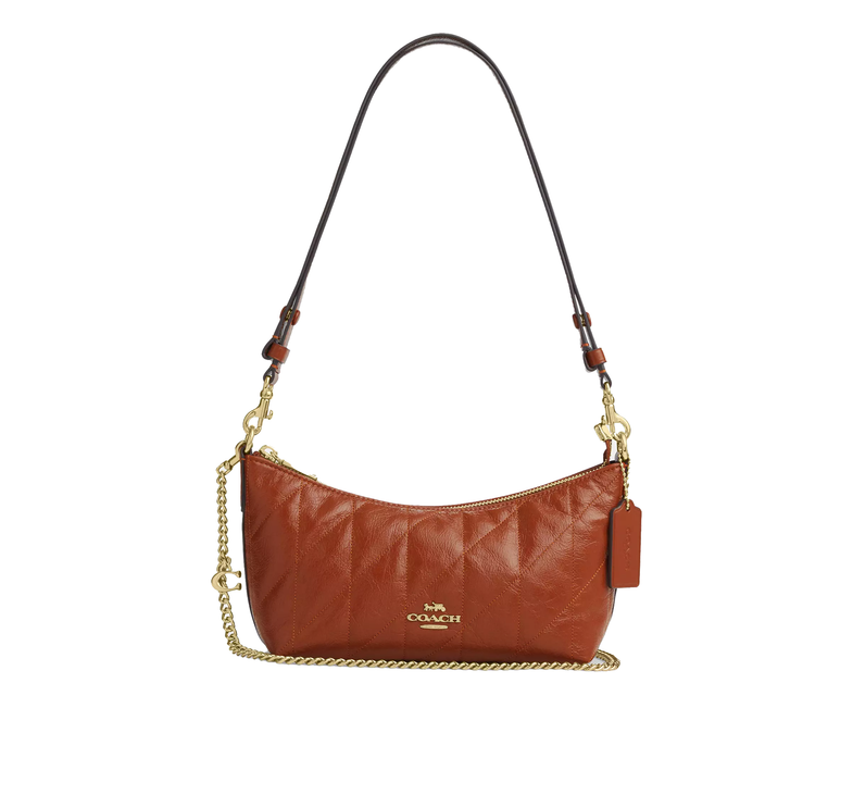 Coach Women's Caitlin Shoulder Bag With Quilting And Charm Gold/Cinnamon