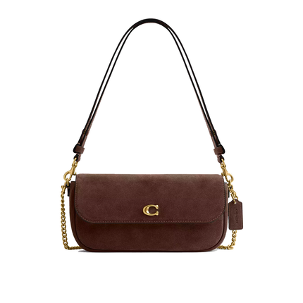 Coach Women's Brook Flap Chain Bag Suede/Brass/Dark Chocolate