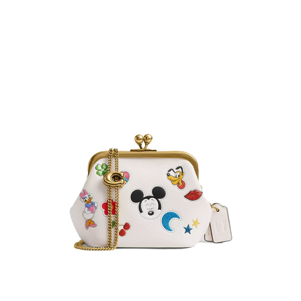 Coach Women's Disney X Coach Kisslock Frame Bag 10 With Sticker Print Brass/Chalk Multi
