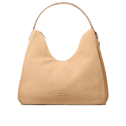 Michael Kors Women's Nayla Medium Suede Hobo Shoulder Bag Camel/Gold