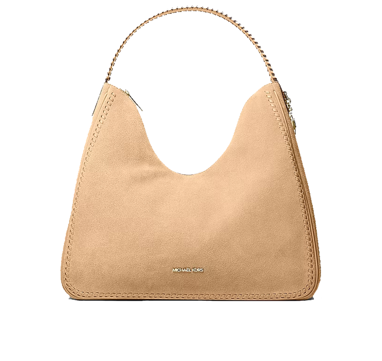 Michael Kors Women's Nayla Medium Suede Hobo Shoulder Bag Camel/Gold