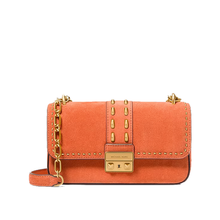 Michael Kors Women's Tribeca Small Studded Suede Shoulder Bag Mimosa/Gold
