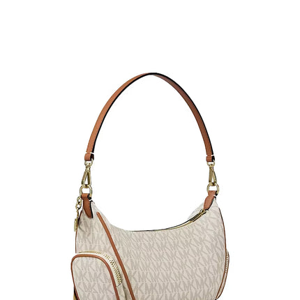 Michael Kors Women's Merritt Small Signature Logo Convertible Shoulder Bag Vanilla/Gold