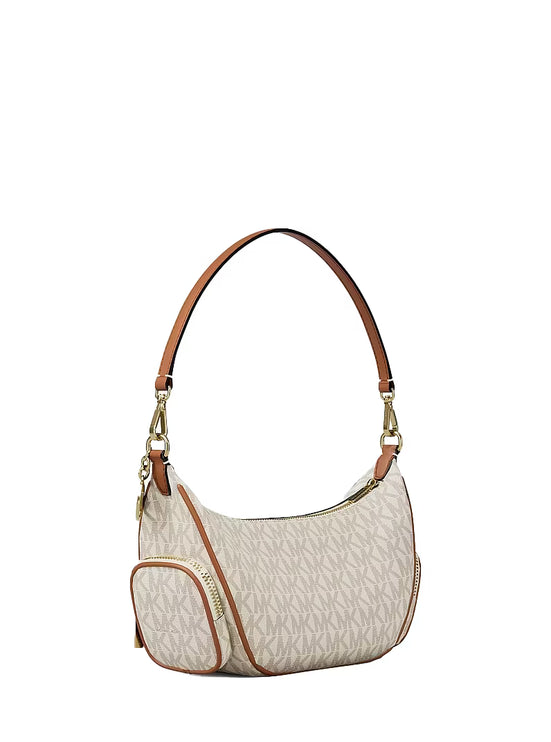 Michael Kors Women's Merritt Small Signature Logo Convertible Shoulder Bag Vanilla/Gold