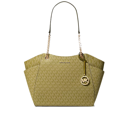 Michael Kors Women's Jet Set Large Signature Logo Shoulder Bag Oregano/Gold