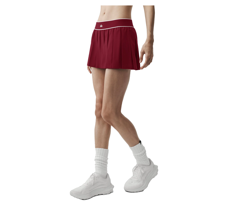alo Women's Low-Rise Amp It Up Tennis Skirt Summer Romance Red
