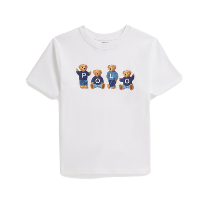 Polo Ralph Lauren Girl's Polo Bear Logo Cotton Jersey Tee White