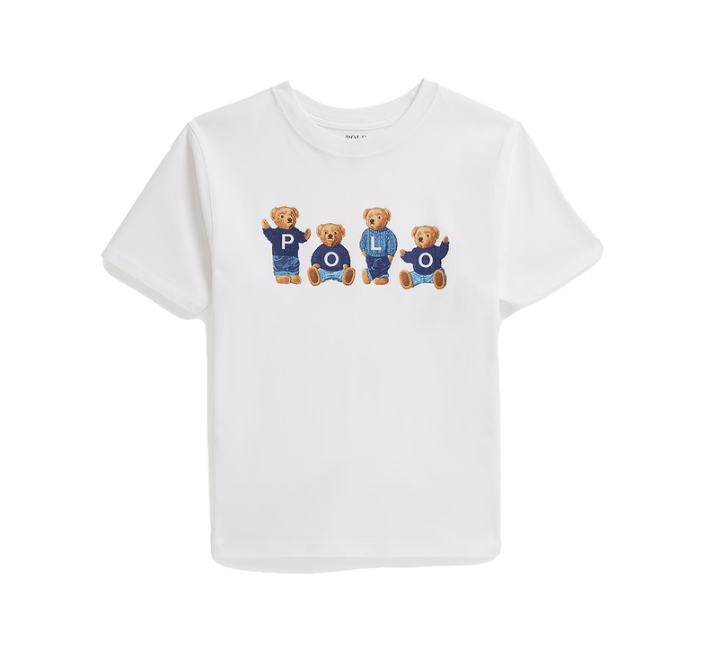 Polo Ralph Lauren Girl's Polo Bear Logo Cotton Jersey Tee White