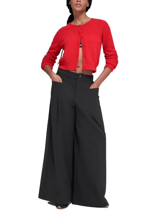 alo Women's Snuggle Up Sweater Cropped Cardigan Bright Red