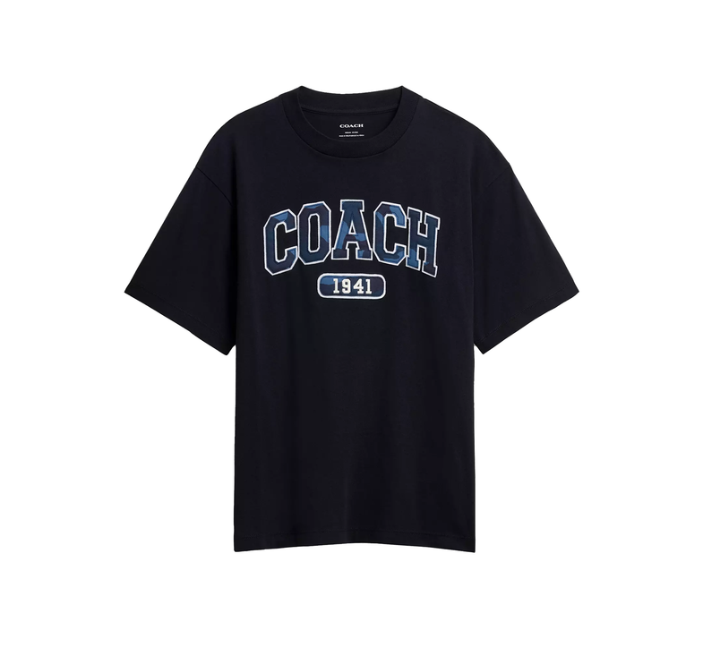 Coach Men's Camo Relaxed T-Shirt In Organic Cotton Navy