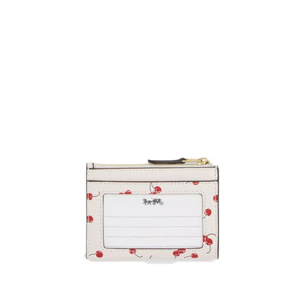 Coach Women's Mini Skinny Id Case With Cherry Print Gold/Chalk Multi