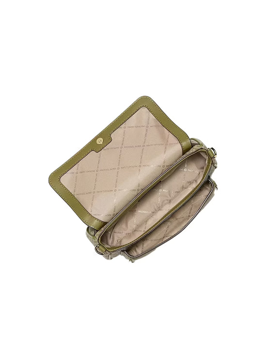 Michael Kors Women's Jet Set Travel Small Signature Logo Crossbody Bag With Pouch Oregano/Gold