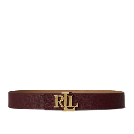 Polo Ralph Lauren Women's Logo Reversible Leather Wide Belt Dark Garnet/Camel