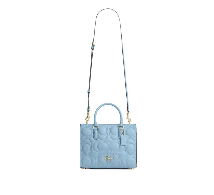 Coach Women's Maggie Small Tote Bag In Signature Leather Gold/Azure