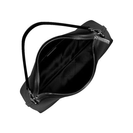 Michael Kors Women's Sammy Medium Pebbled Leather Convertible Shoulder Bag Black/Silver